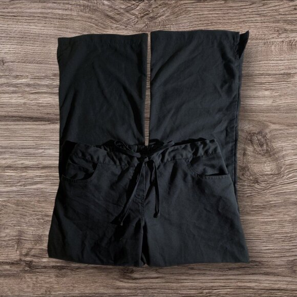 Grey’s Anatomy by Barco Black Scrub Pants Medium Petite with Wide Leg - Picture 1 of 6